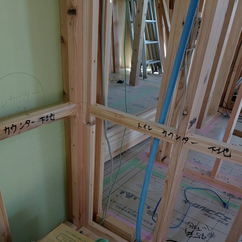 川崎市【抱陽の家】壁ボード貼り